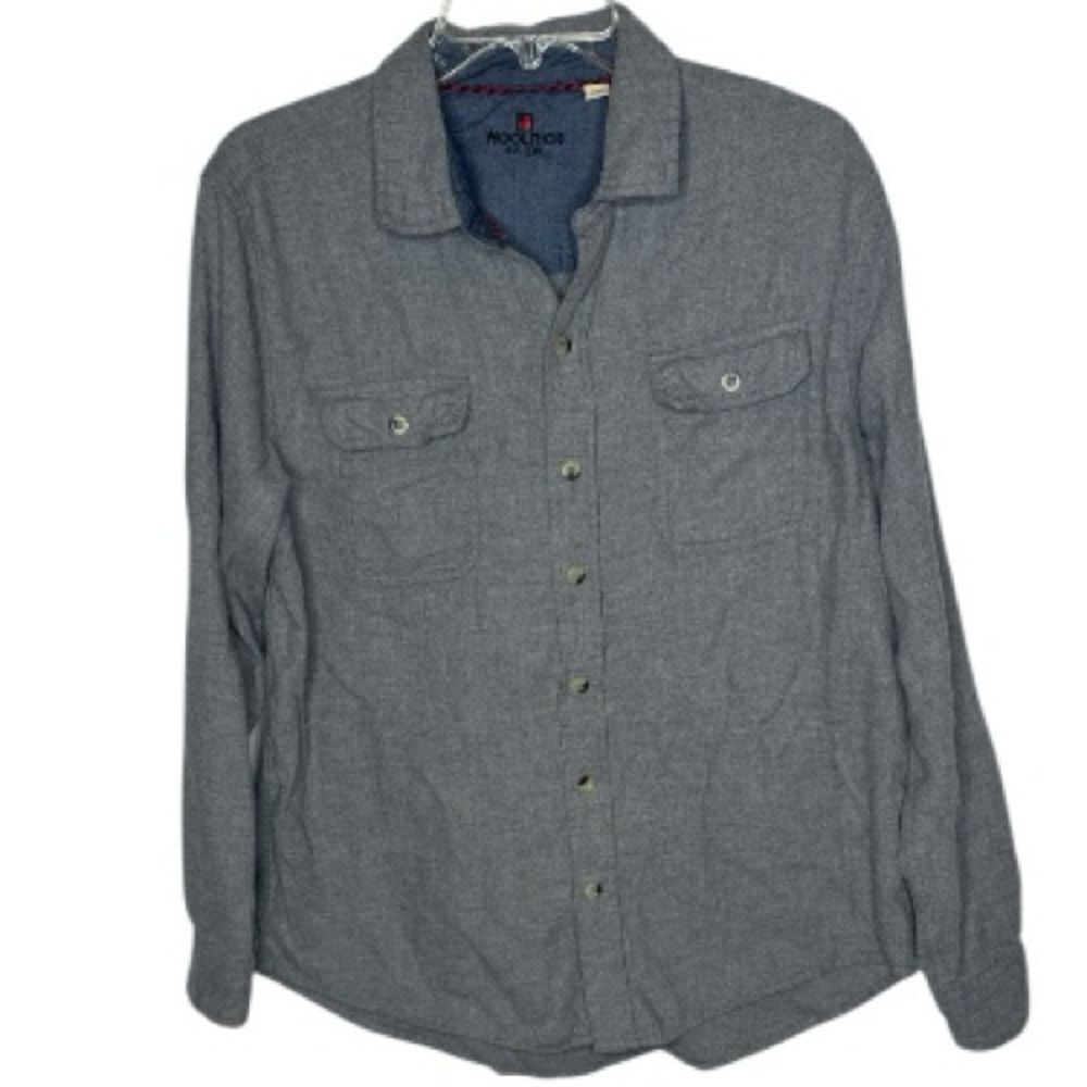 Woolrich Men's Casual Button-Down Grey Flannel Button‎ Down Shirt. Size Large.